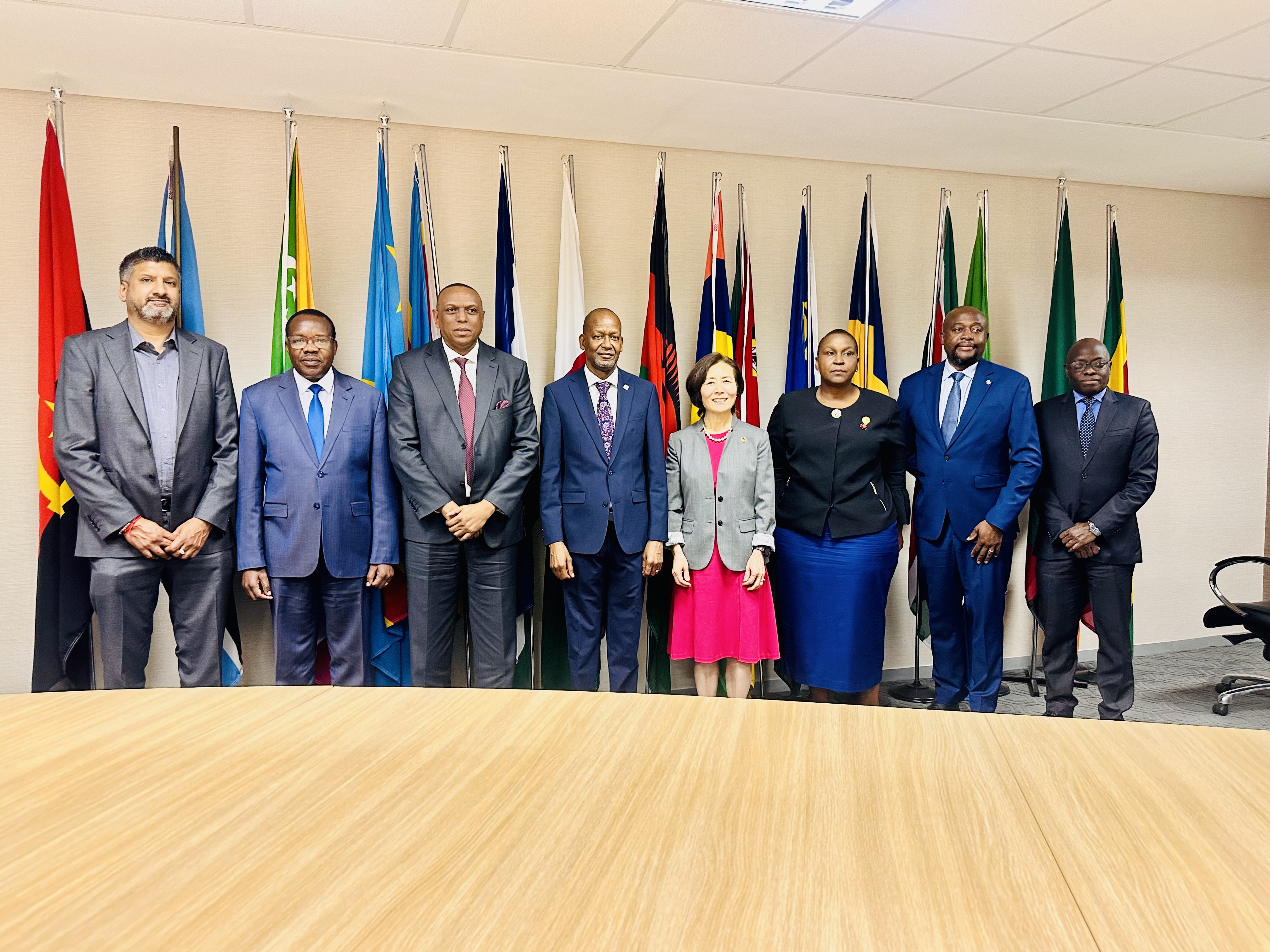 The Executive Secretary of the Southern African Development Community (SADC), His Excellency Mr. Elias M. Magosi, received the United Nations Resident Coordinator in Botswana, Her Excellency Ms. Wenyan Yang, during a courtesy visit to the SADC Secretariat Headquarters in Gaborone, Botswana, on 16 September 2026.
