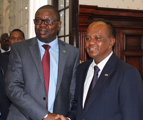 The SEOM Head of Mission, Hon Joseph Malanji with Acting President of Madagascar, His Excellency Mr Rivo Rakotovao