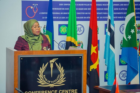 Her Excellency Samia Suluhu Hassan, Vice President of the United Republic of Tanzania delivering a Key Note Address at the Ministers of Health, HIV and AIDS meeting